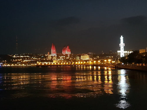 Flame Towers at night, Baku, Azerbaijan